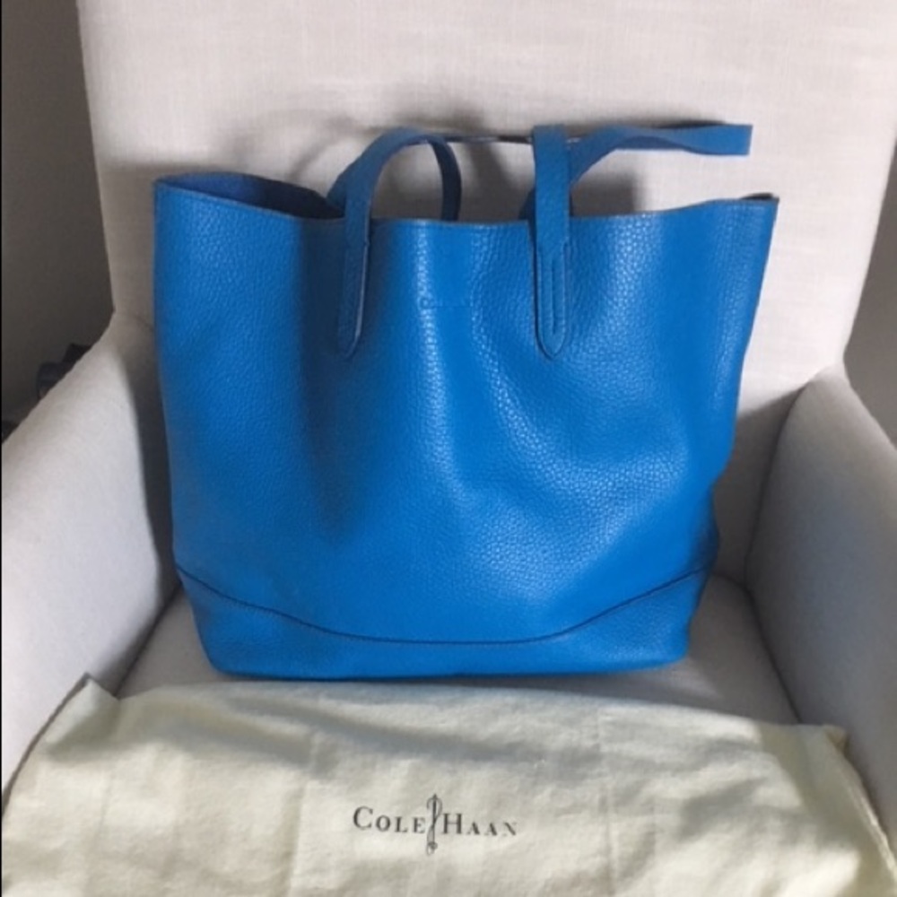 Cole Haan blue leather tote